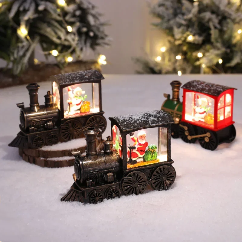 Christmas New European Retro Locomotive LED Warm Light Decoration Ornament Shopping Mall Bar Layout