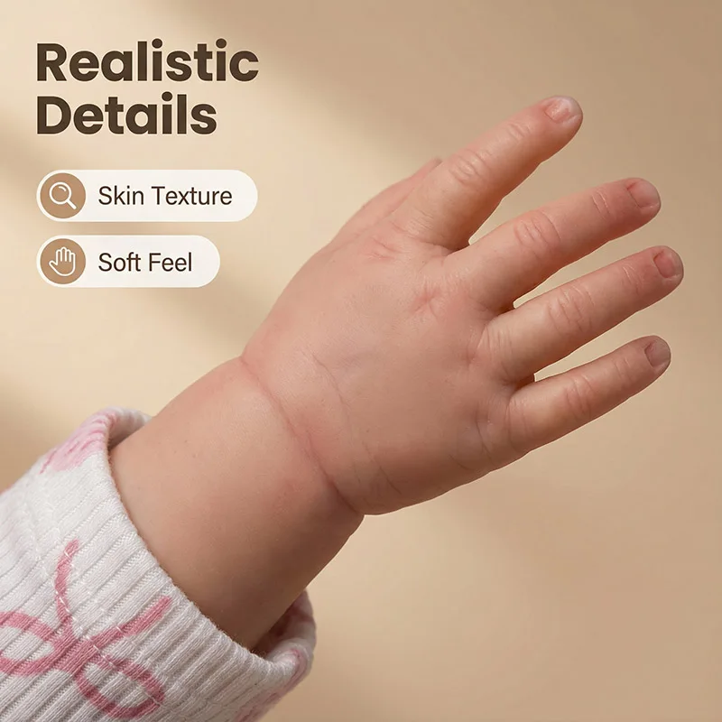 Boneca Reborn de 48CM, Primrose Dormindo com Cabelo Pintado, Boneca de Algodão Portátil e Fofa