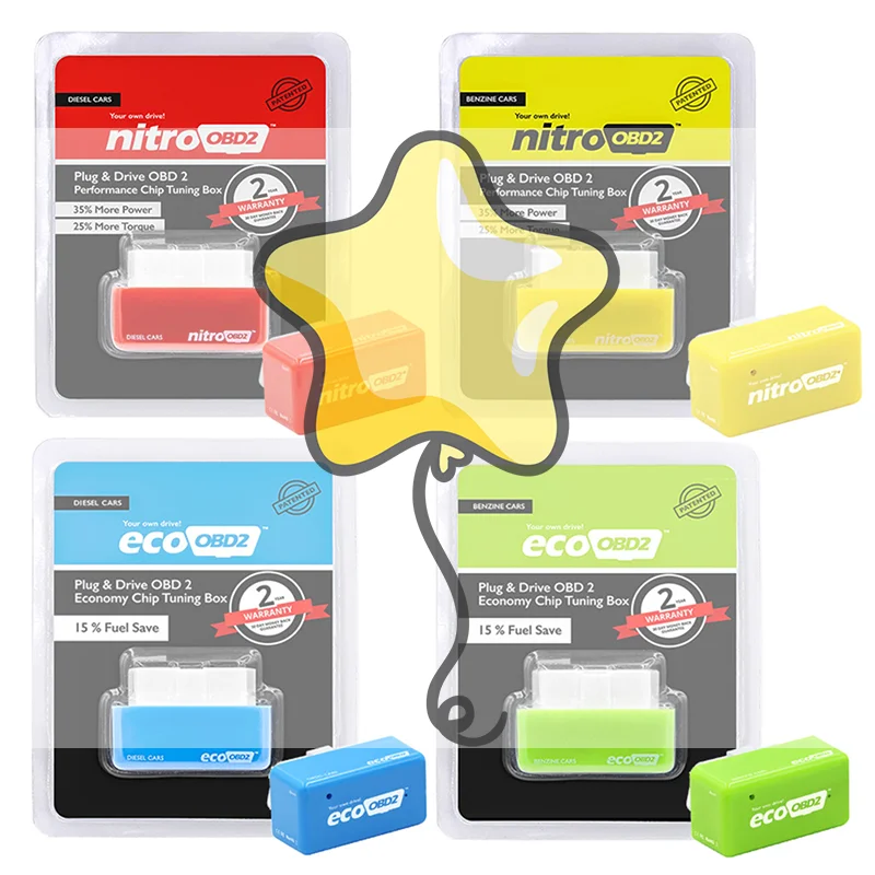 Nitro OBD2 EcoOBD2 15% Fuel Save More Power ECU Chip Tuning Box Plug Driver Nitro OBD2 Eco OBD2 For Benzine Diesel Car 4 Colors