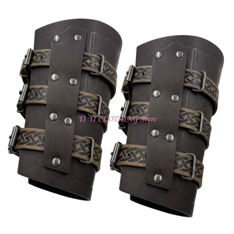 

2 шт., наручи в средневековом стиле, винтажная кожаная защита на запястье, защита для рук для косплея для любителей ролевых игр