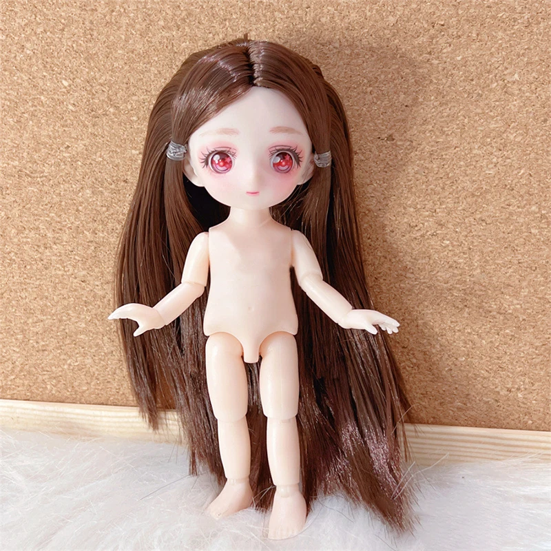 

1 шт., 3D глаза, корпус куклы Bjd, 16 см, лицо манги, сферический шарнир, телесный халькоид ​ Кукла с разнообразными волосами, аксессуары для девочек, игрушки