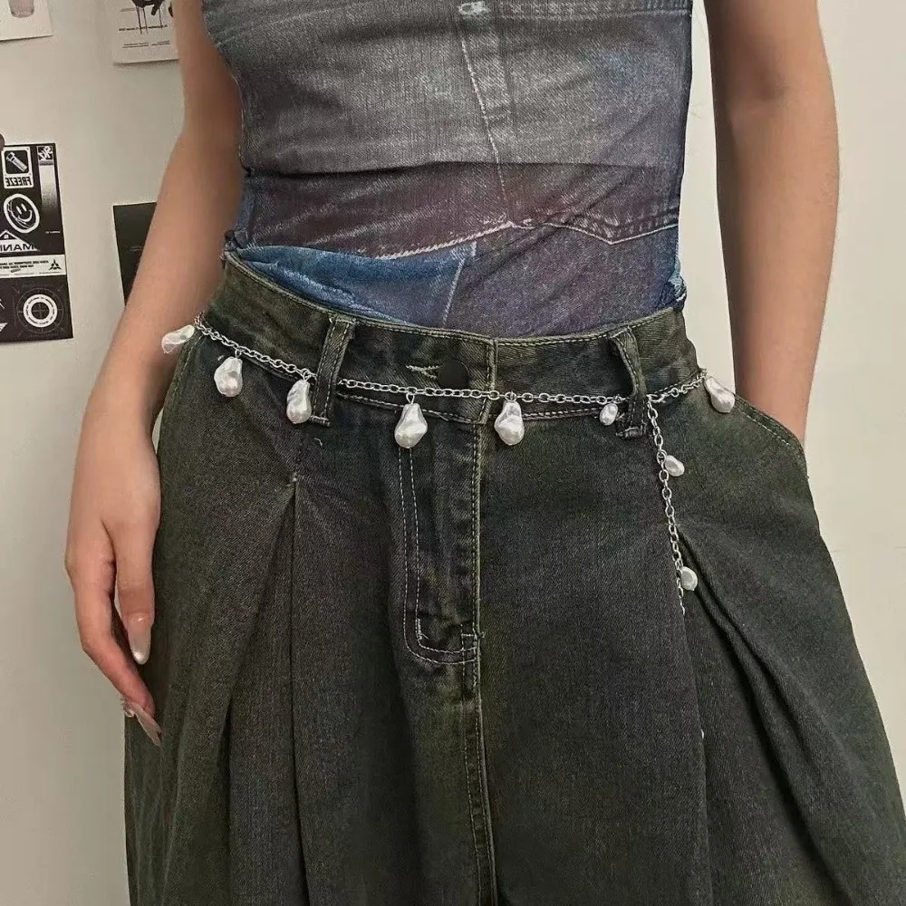 موضة متعدد الطبقات اللؤلؤ الخصر سلسلة شرابة أنيقة المرأة الجسم حزام على شكل سلسلة بوهو الخصر اكسسوارات مجوهرات للجسم الزفاف #1