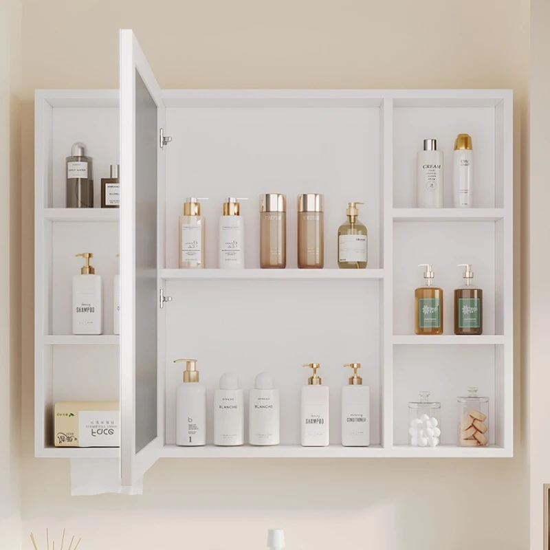 

Bathroom Mirror LED Light Storage Cabinet Wall Mounted Aerospace Aluminum Seamless Welded Anti Fog Touch Sensor Household