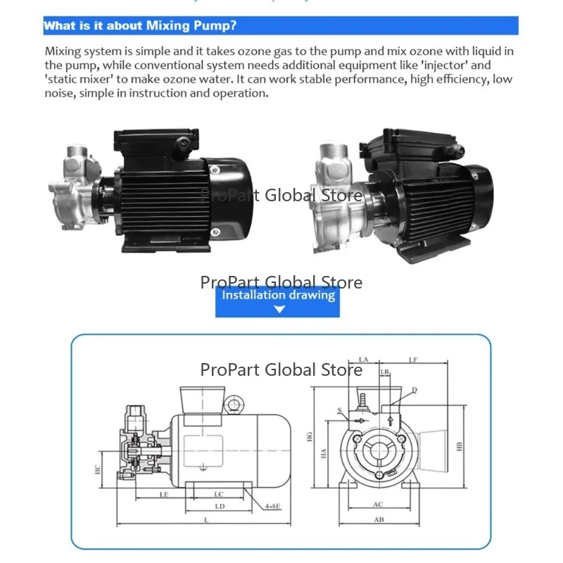 Generator Mixing Pump for Water Treatment Liquid Oxygen Mixer Industrial Grade Ozone Mixing Pump for Aquaculture Water