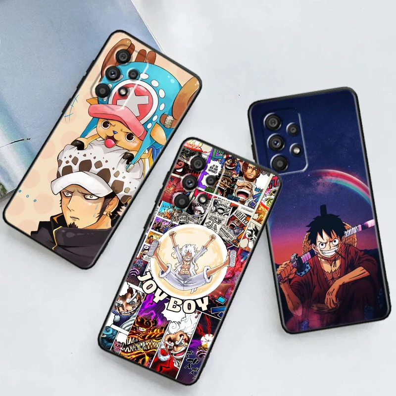 Comics One Piece Anime Luffy For Samsung A53 A52 A33 A32 A51 A71 A21S A13 A73 A55 A22 A23 A35 A72 A54 A12 5G Black Funda