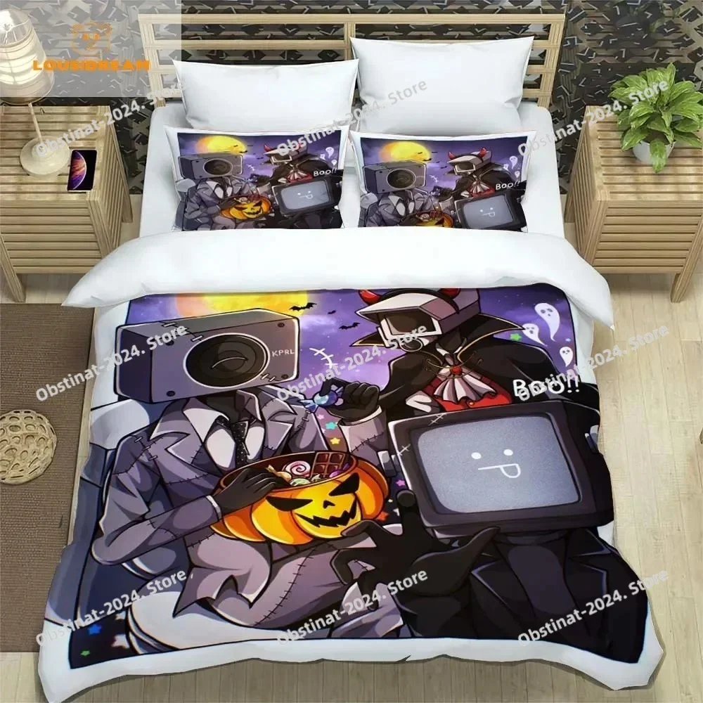 

Skibidi Toilet Funny Kprl Speaker Cartoon Duvet Case Pillowcase Bedding Set Twin Full King for Boys Adults Bedroom