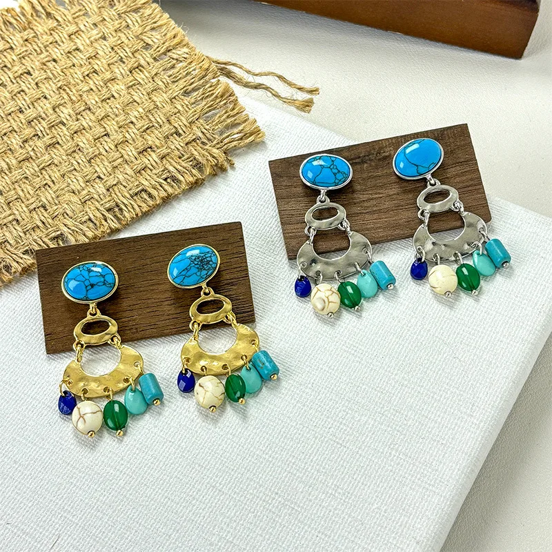 

Spring and summer new gourd-shaped niche earrings women's fashion versatile long stud earrings