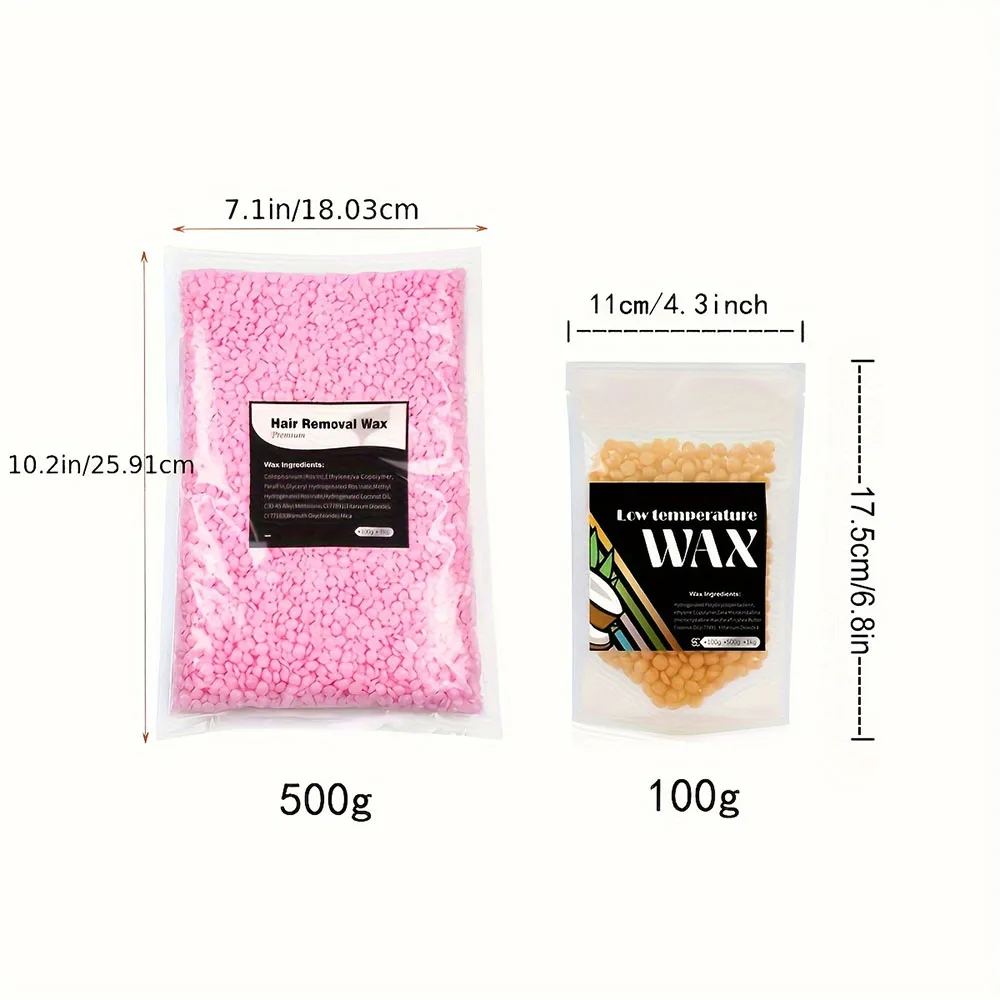Vliife 100/500g Wax Beads Gentle Hard Hair Removal Wax for Sensitive Skin Types Long Lasting Results No Redness or Irritation