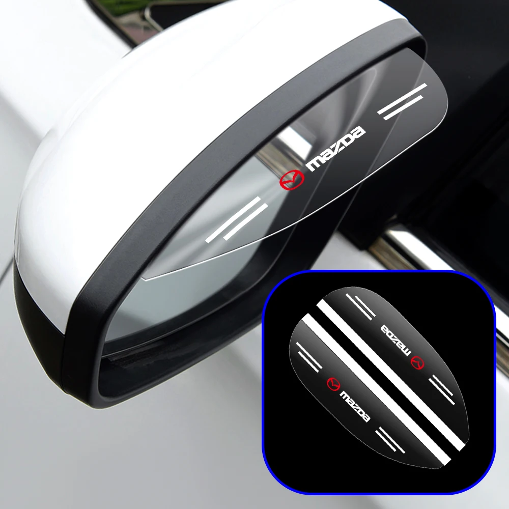 2Pcs Car Rear View Mirror Sticker Rain Eyebrow Shield Sun Shade Cover For Mazda MS 2 3 6 gg gj gh cx5 cx30 cx3 mx5 Axela Speed