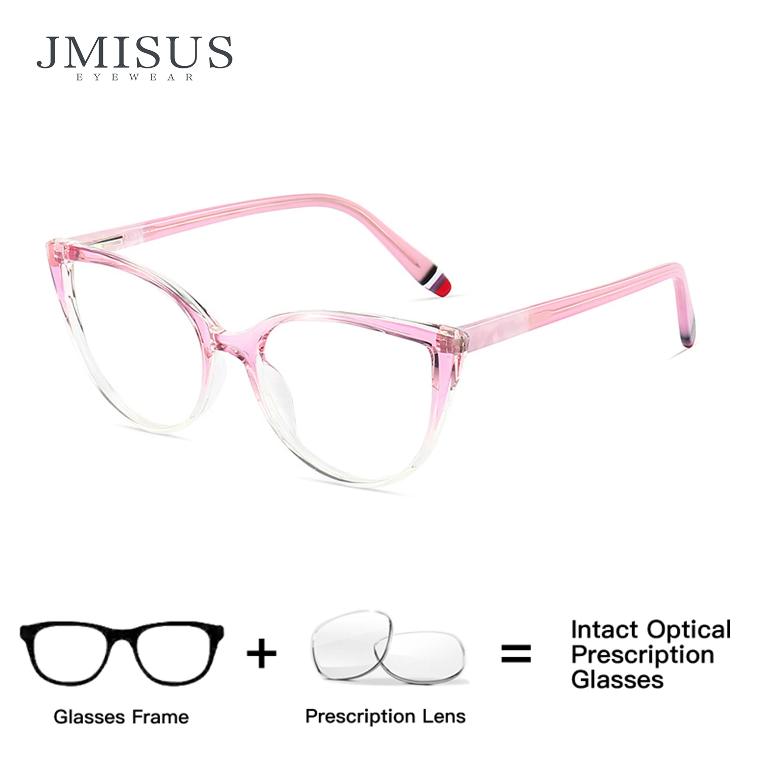 JMISUS Fashion Square Ultralight TR Myopia Glasses for Woman Anti-Blue Light Photochromic Grey Cat Eye Prescription Eyeglasses