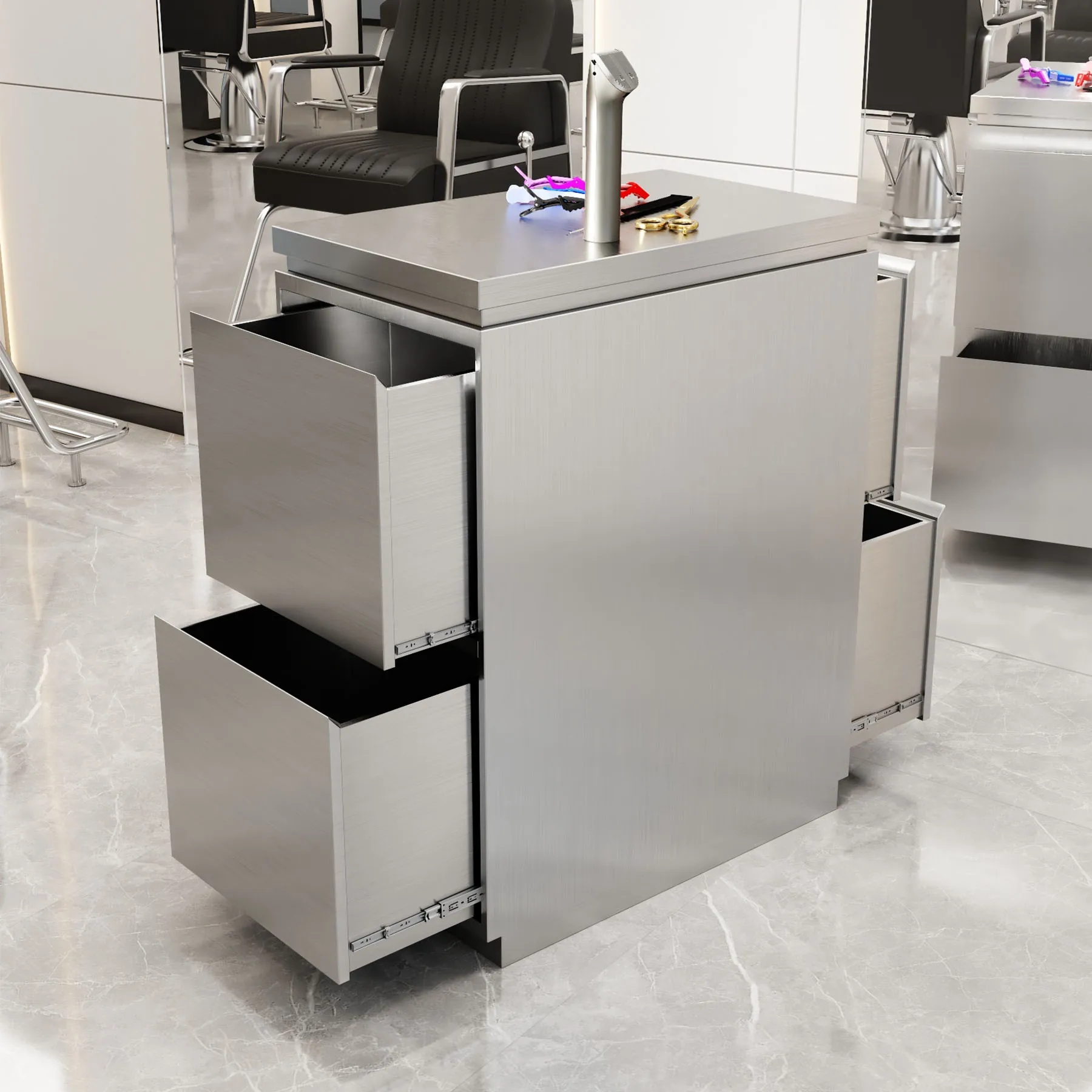 Salon Beauty Cart Rolling Trolley  Storage Locker with Drawer Barbershop Tool Cabinet Stainless Steel Hair Salon Tool Cabinet