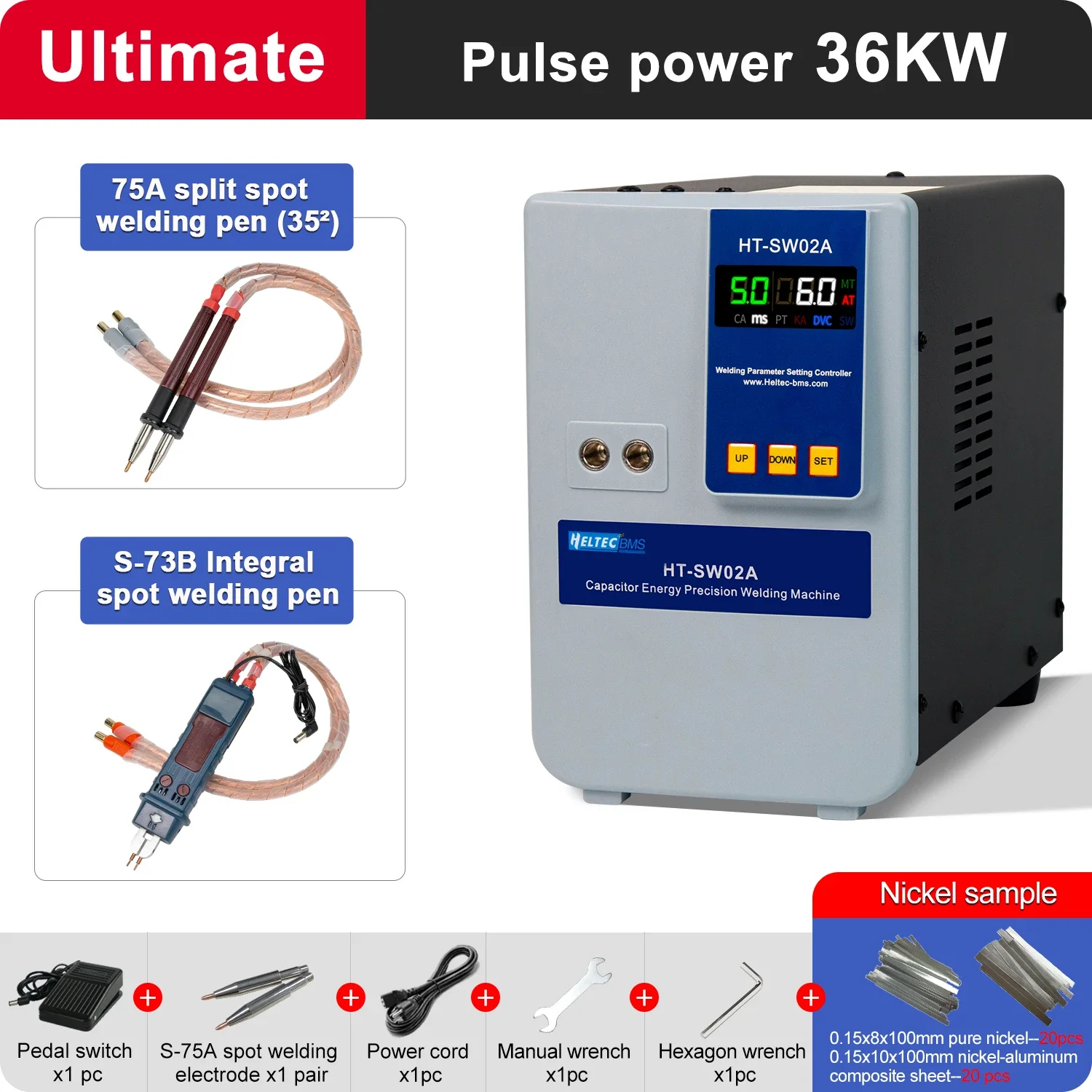 휴대용 DIY 스폿 용접 펜, 배터리용 고출력 용접점 기계, Heltec36kw, 6000A, 캐패시터 보관, 35mm