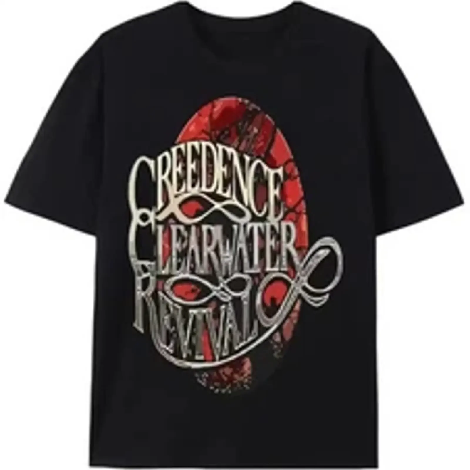 Men's Vintage Credence Clearwater Revival T Shirt Black 100 Cotton S vintage Washed Top For Everyday Wear homme streetwear