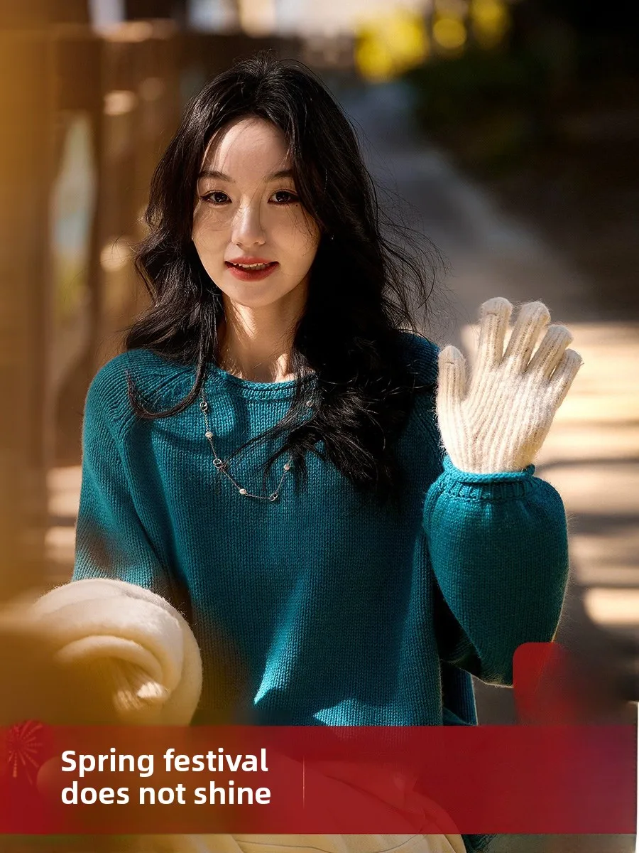 

Slimming Soft Fufu Wool Camere Lazy Meat Covering Knitted Sweater Winter Loose Fit Casual Sle Women's Knitwear Coat