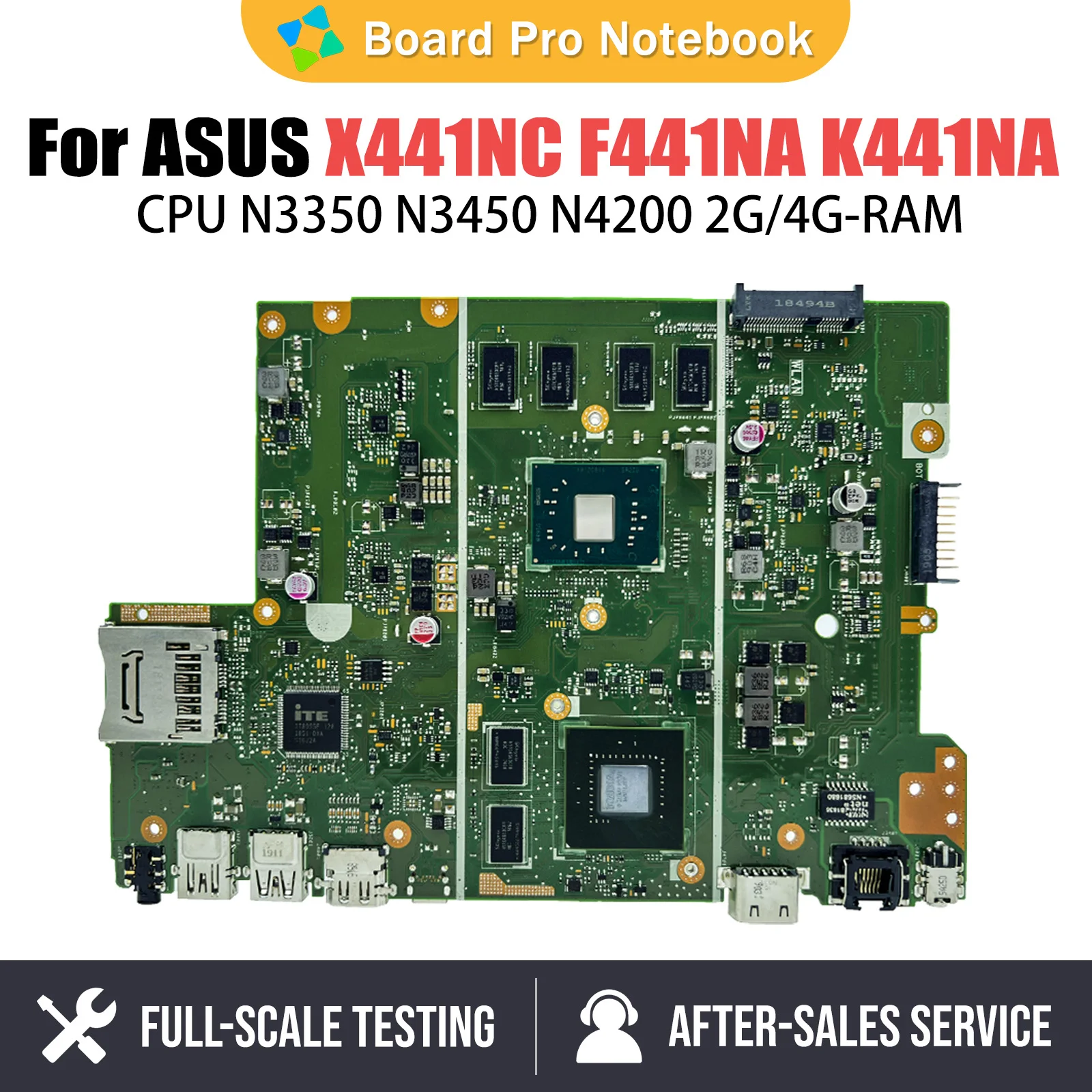 X441NC Mainboard For Asus X441NA X441N A441N F441NA K441NA Laptop Motherboard N4200 N3350 N3450 CPU 2G4G RAM