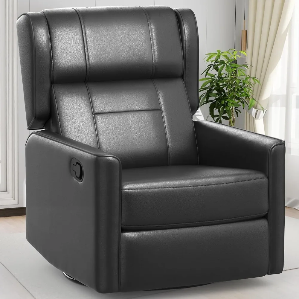 

Recliner Chair, 360 Swivel Rocker Chair for Adults, Elegant Rocking Reclining for Small Spaces, Upholstered Leather Glider