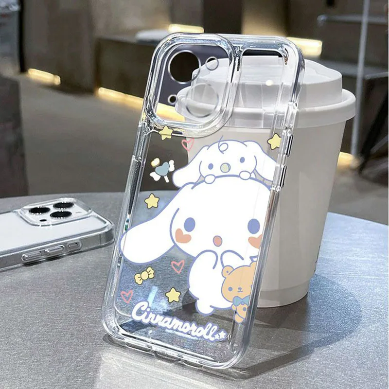 Miniso Sanrio Cinnamoroll 14Pro IPhone15 Transparent Case Cute 12 13 Cartoon Xs Anti Slip Xr Silica Gel 11 Soft Shell Girl Gift