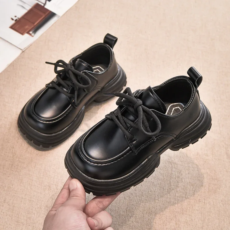 New Girl Leather Shoes Mary Jane Thick Bottom Black Children Shoes School Performance Versatile Kids Causal Formal Uniform Shoes