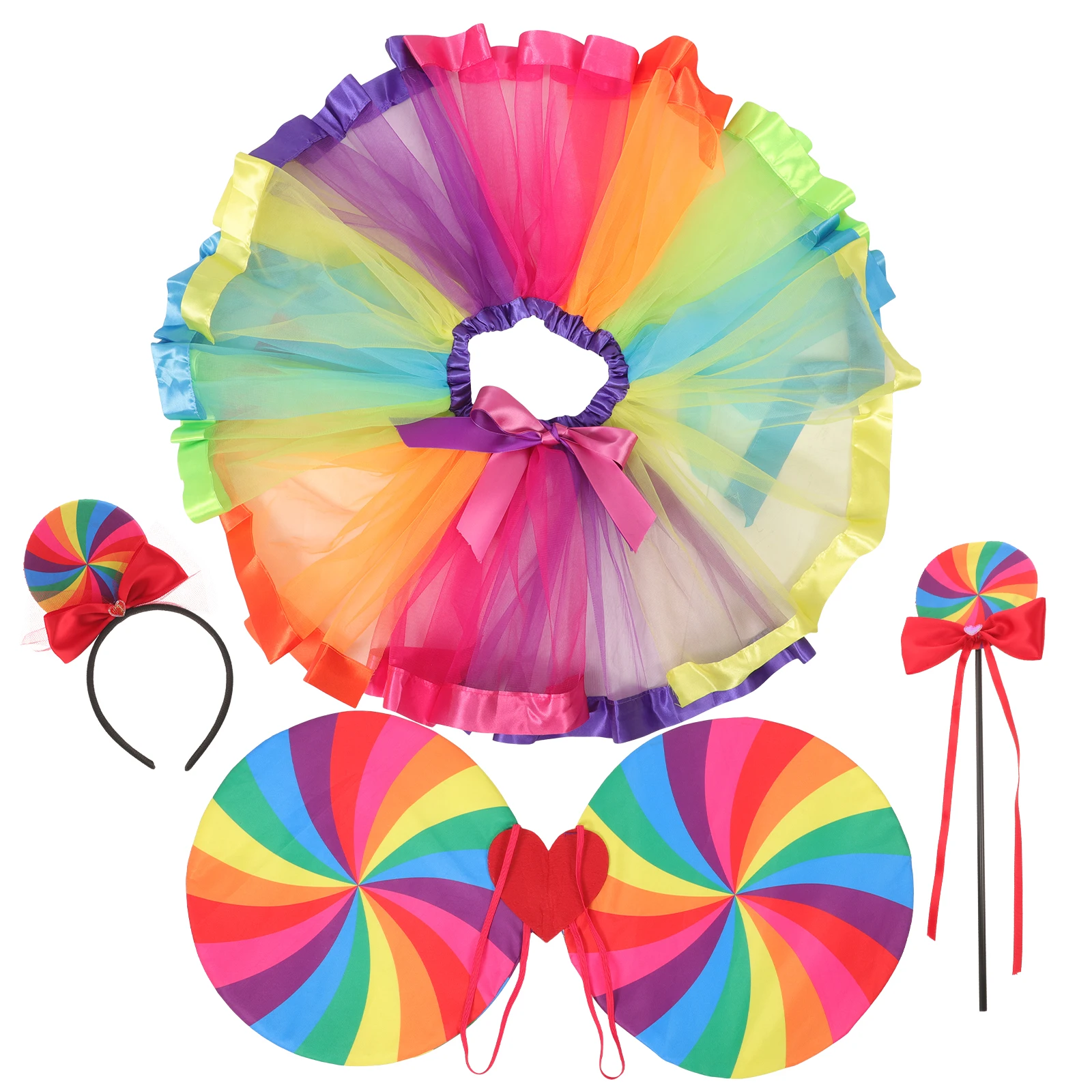 Decorazioni Costume per bambini Panno di plastica Leggero Ali di fata Gonna tutu Fascia per capelli Puntelli per foto Prestazioni per bambini