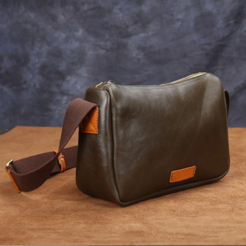 

New Fashion High-end Leather Vegetable Tanned First Layer Cowhide Men's Shoulder Messenger Casual Trend Men's Messenger Bag