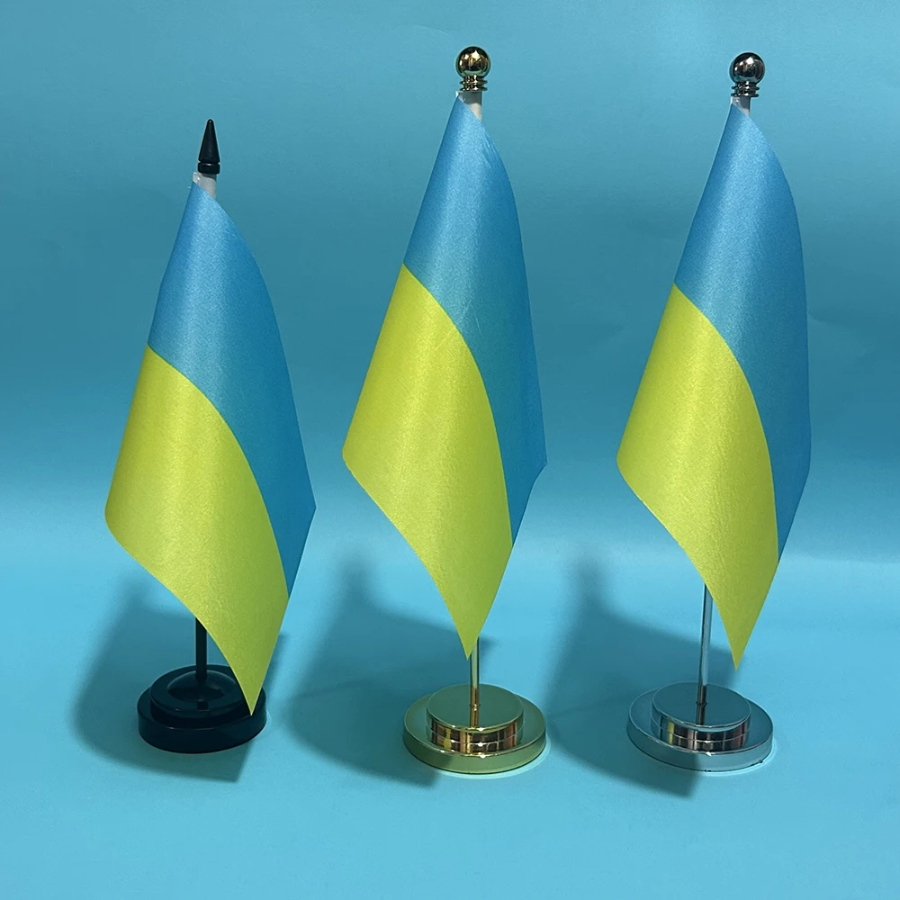 SKY FLAG Office Desk Small Flag of Ukraine Flag 14x21cm Polyester Ukraine National Flag Country Banner Desk Ornaments Flags
