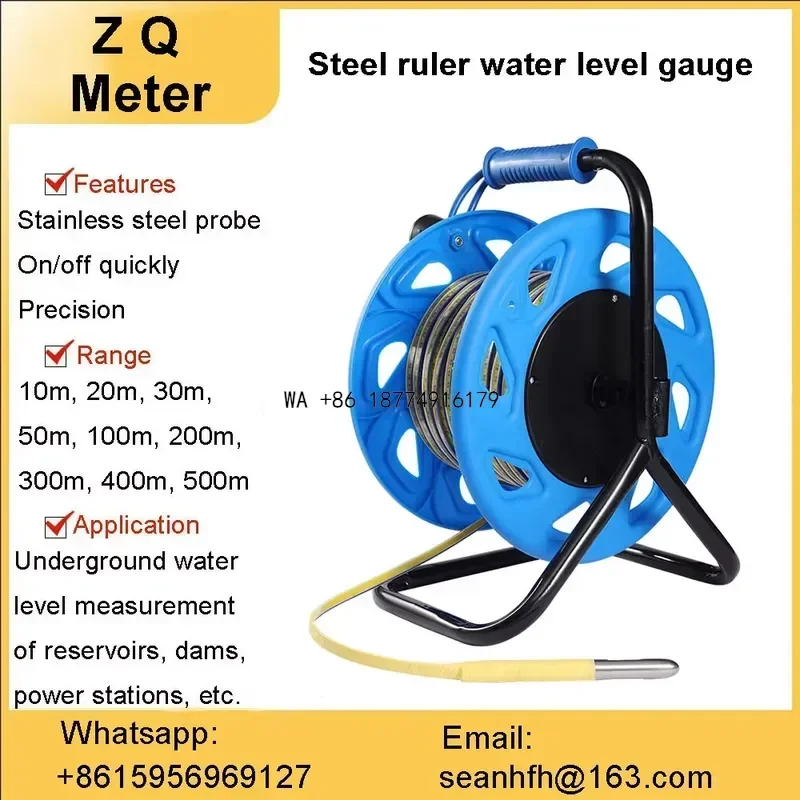 wmwmnu Metal Bracket Groundwater Steel Ruler 200m Water Level Gauge Liquid Level Sensor Durable Precision with Buzzer for 30m