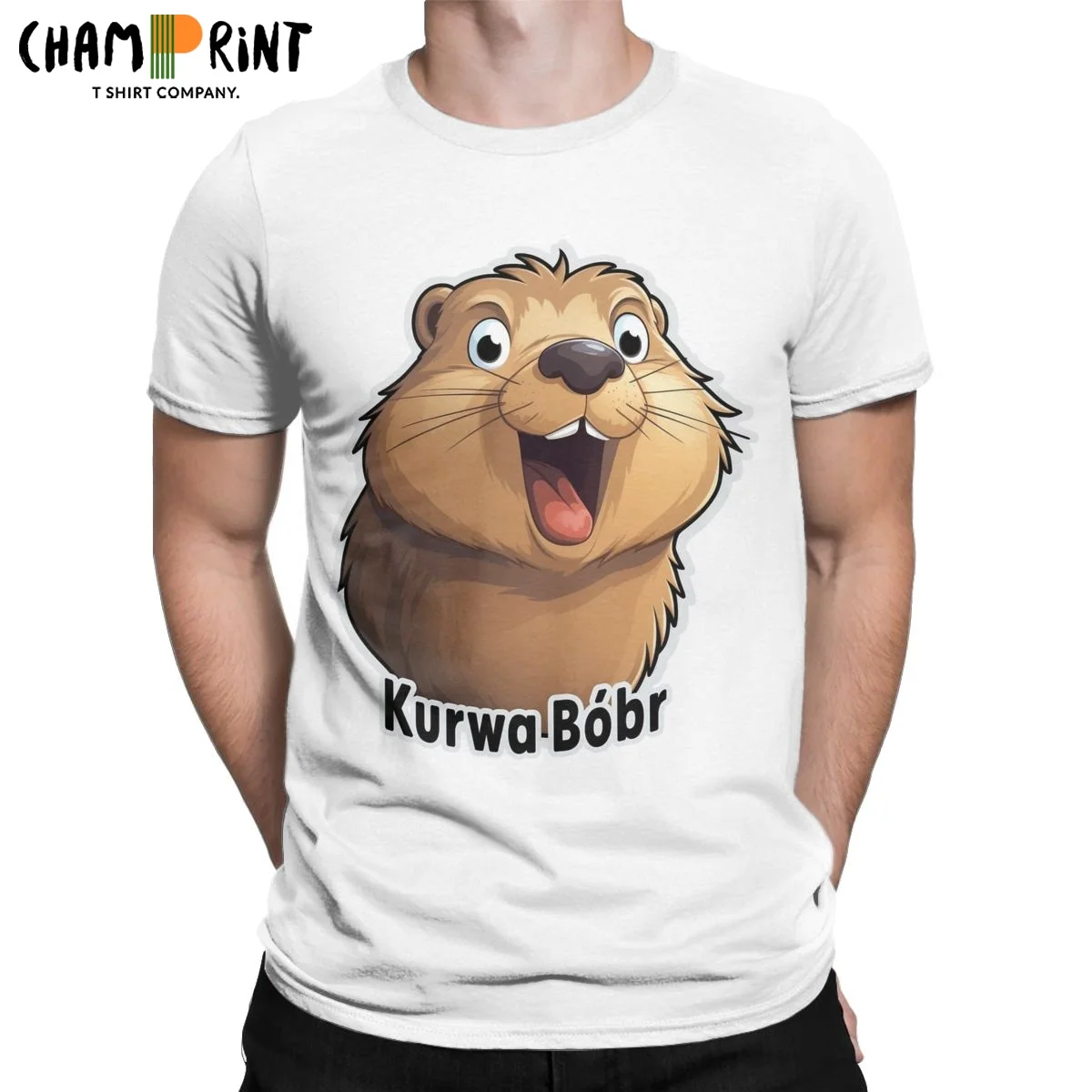 Kurwa Bobr Bober Beaver Boberek Men T Shirts Cute Vintage Tee Shirt Short Sleeve Round Neck T-Shirt Cotton Plus Size Clothes