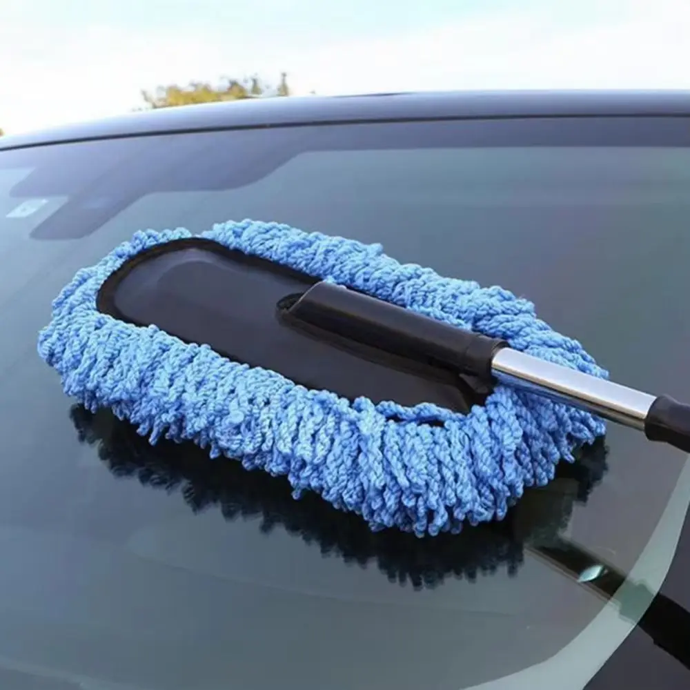 Long Handle Retractable Handle Car Cleaning Mop Scratch-Free Stainless Steel Pole Car Wash Brush Soft Duster Car Duster Waxing