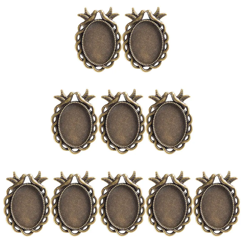 50Pcs Metal Pendant Trays Vintage Oval Shape Alloy Blank DIY Jewelry Bezels for Custom Necklace Making DIY Jewelry Tray view 6