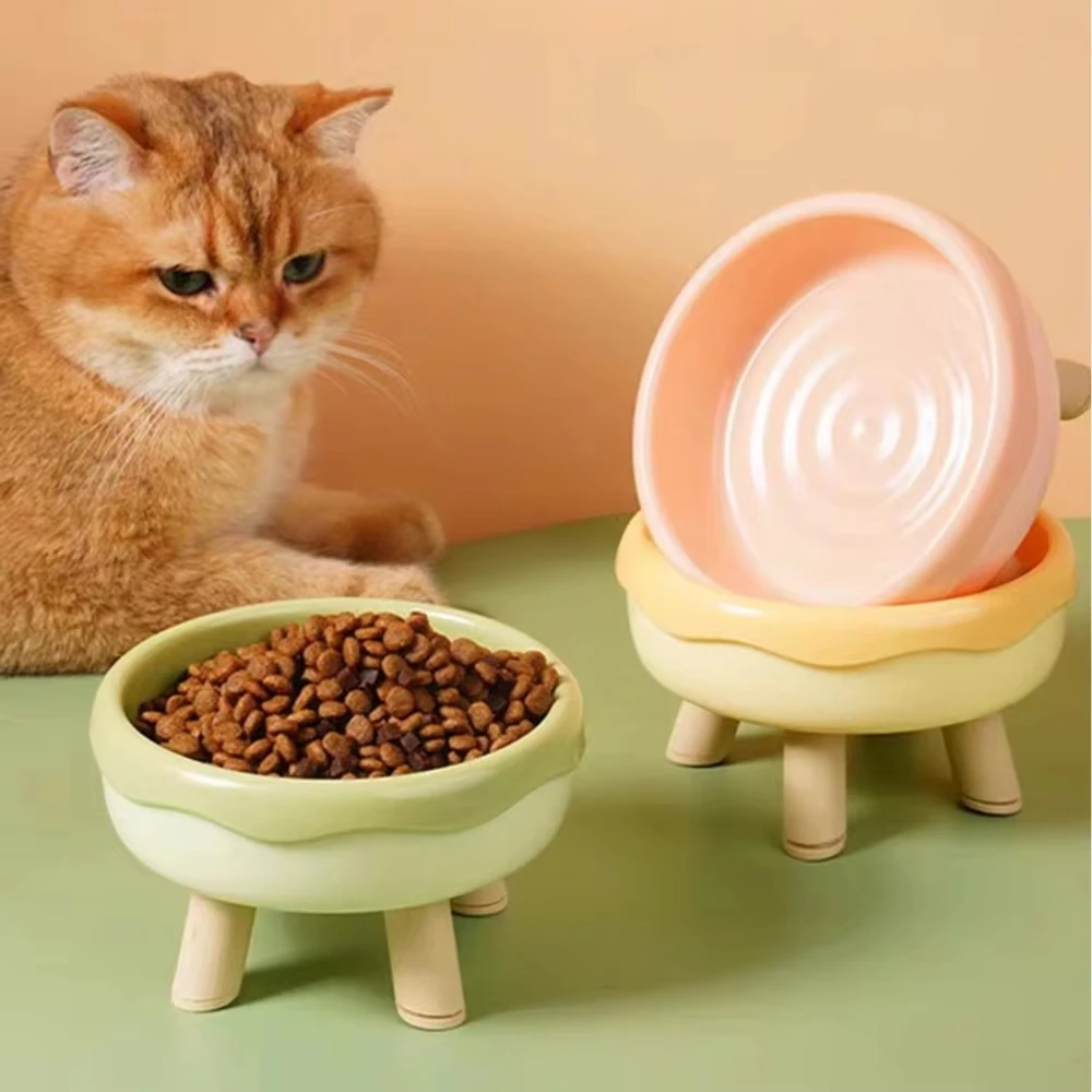 

2 in 1 Elevated Pet Bowls Non-Slip Cute Donut Dog Cat Food Water Bowl with Stand