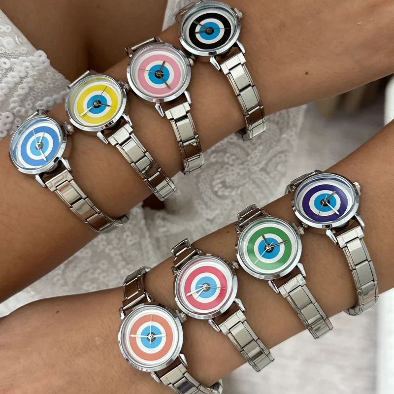 

Wholesale Fashion Women's Stainless Steel Round Shiny Watch 9mm Fit Bracelet For Party Friend Wife Birthday DIY Jewelry Gifts