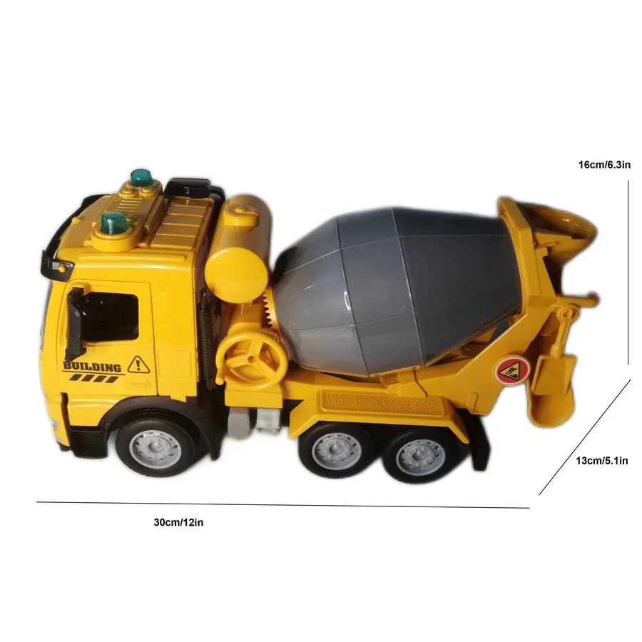 Grote Cartoon Simulatie Engineering Bouwtruckmixer Voor Kinderen Met Één Klik Op Mengdeur Die Open Staat Met Verlichting En Geluid