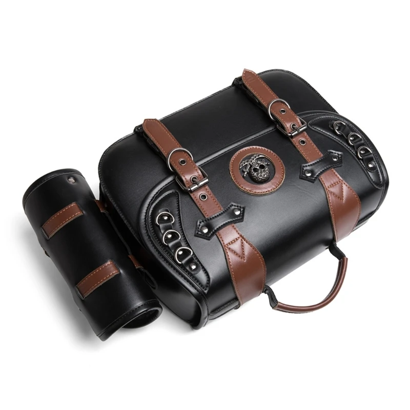 Waterproof PU Leather Motorcycle Saddlebags Vintage Styles Motorbike Side Bag Easy Install Saddlebag Suitable for Bike