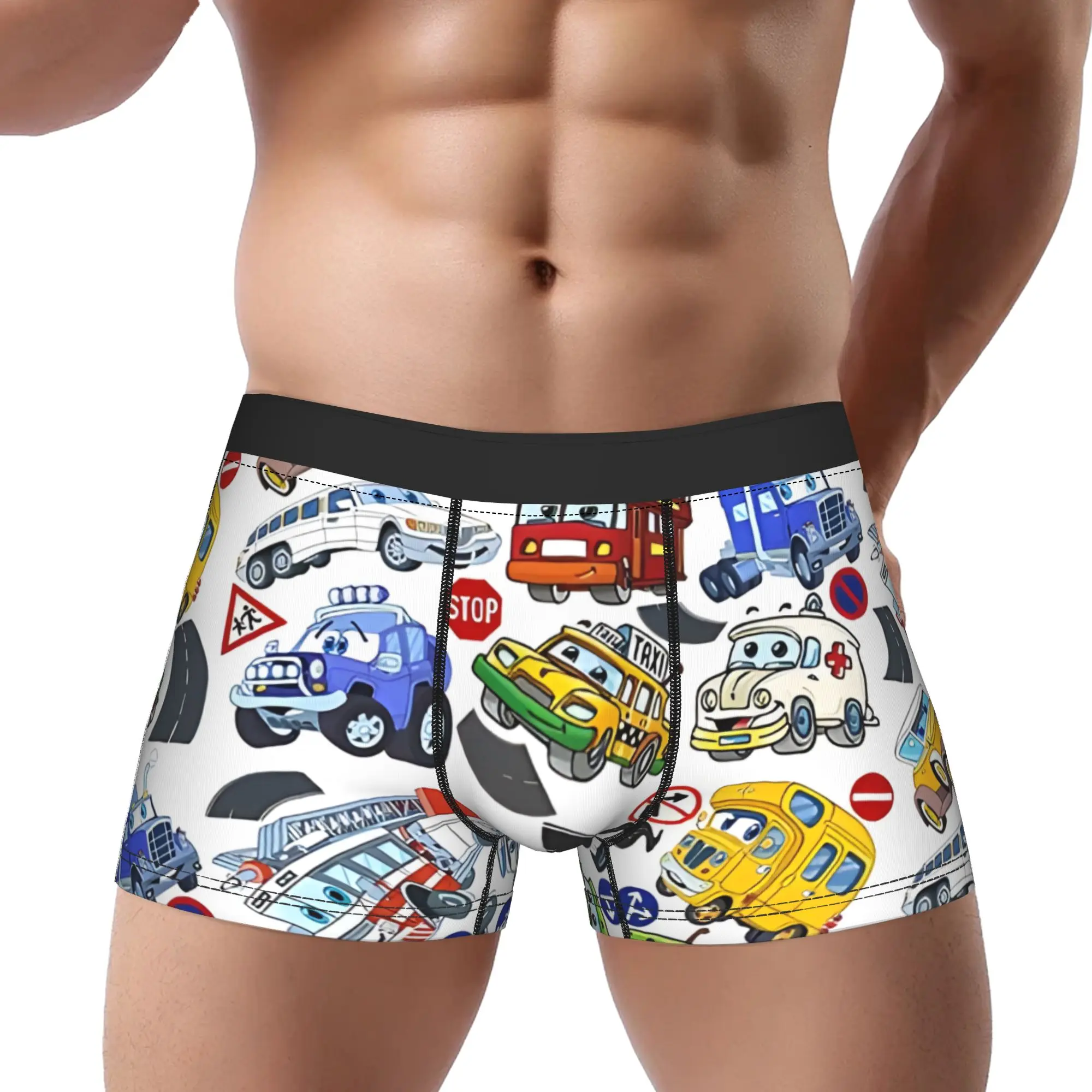 Cartoon Face Cars Underpants Breathbale Panties Male Underwear car Print Shorts Boxer Briefs
