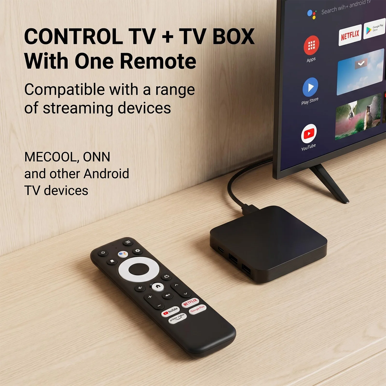 Voice Remote for Mecool KM2 / KM7 Plus TV Box Compatible with ONN Android Streaming Stick TV Box，ETOE Google TV Controller