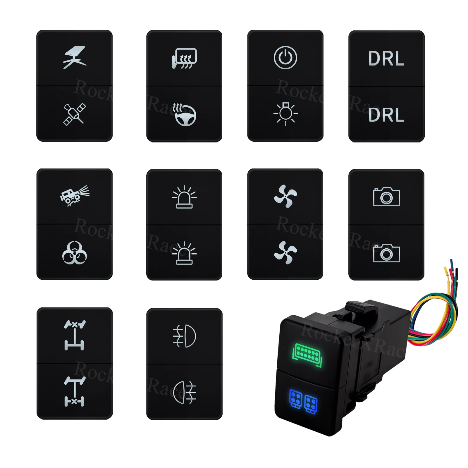 12V LED Dual Push Switch 22x33mm for Mazda BT-50 3rd TF 2020+ / Isuzu D-Max 3rd Gen 2020+ / MU-X 2021+ OEM Dash Console Replace
