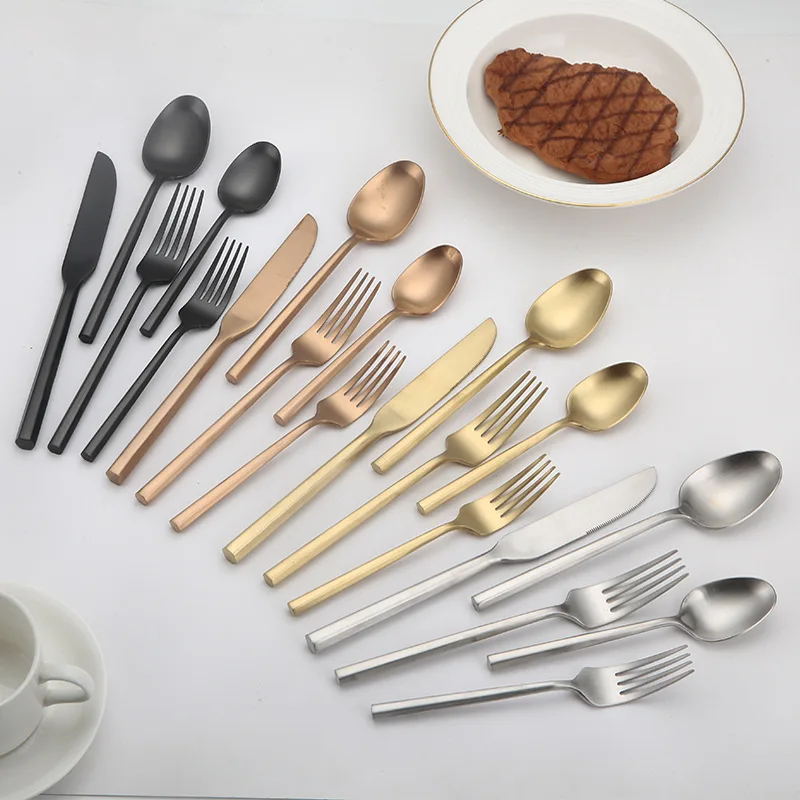 5pcs Luxury Gold Black Cutlery Set Stainless Steel 18/10 Flatware Vintage Wedding Silverware Dinnerware Set Dishwasher Safe