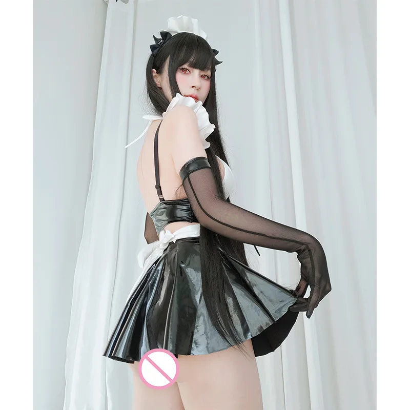 Anime Maid Cosplay Costume Women Sexy Leather Maid Dress Bunny Girl Sexy Cute Maid Uniform Suit Halloween Carnival Partt Clothes