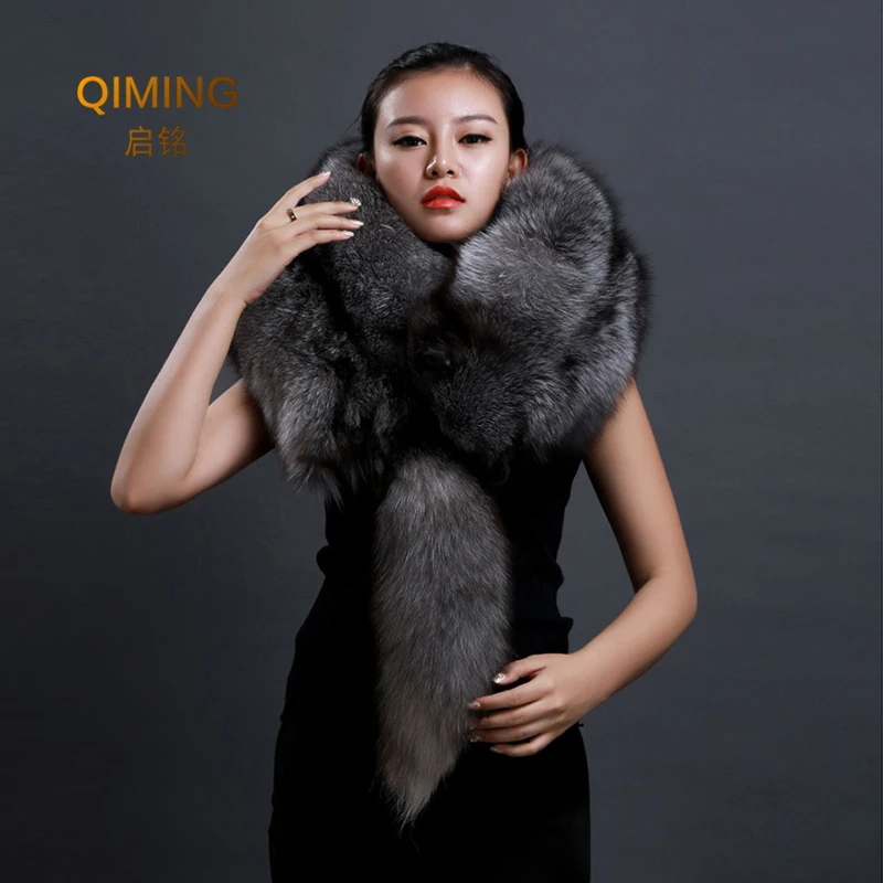 Party Luxury Brand Real Fur Scarves Neck Warmer Women Winter Genuine Whole Fox Fur Collar Ring Warm Soft Large Fox Fur Scarf