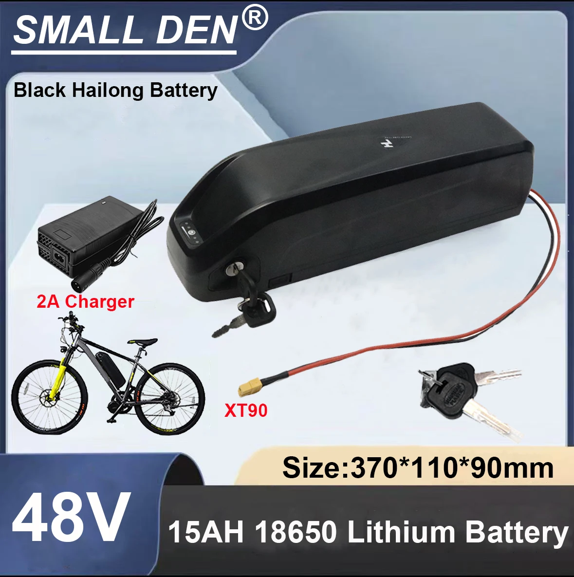 New HaiLong 48V15AH with Built-in Lithium-ion 18650 Lithium Battery 30A BMS 750W-1800W Power Motor with Key and 2A Charger