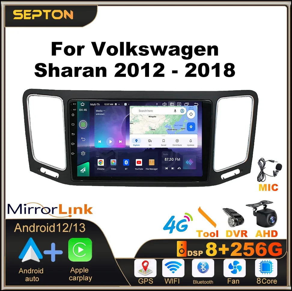 

SEPTON Car Radio Audio Stereo for Volkswagen Sharan 2012 - 2018 Car Multimedia Player CarPlay Autoradio Head Unit Android Auto