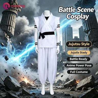Costume cosplay di Ryomen Sukuna da Jujutsu Kaisen, completo di kimono e adesivi per tatuaggi, ideale per Halloween, carnevali e feste in maschera, perfetto per giochi di ruolo.
