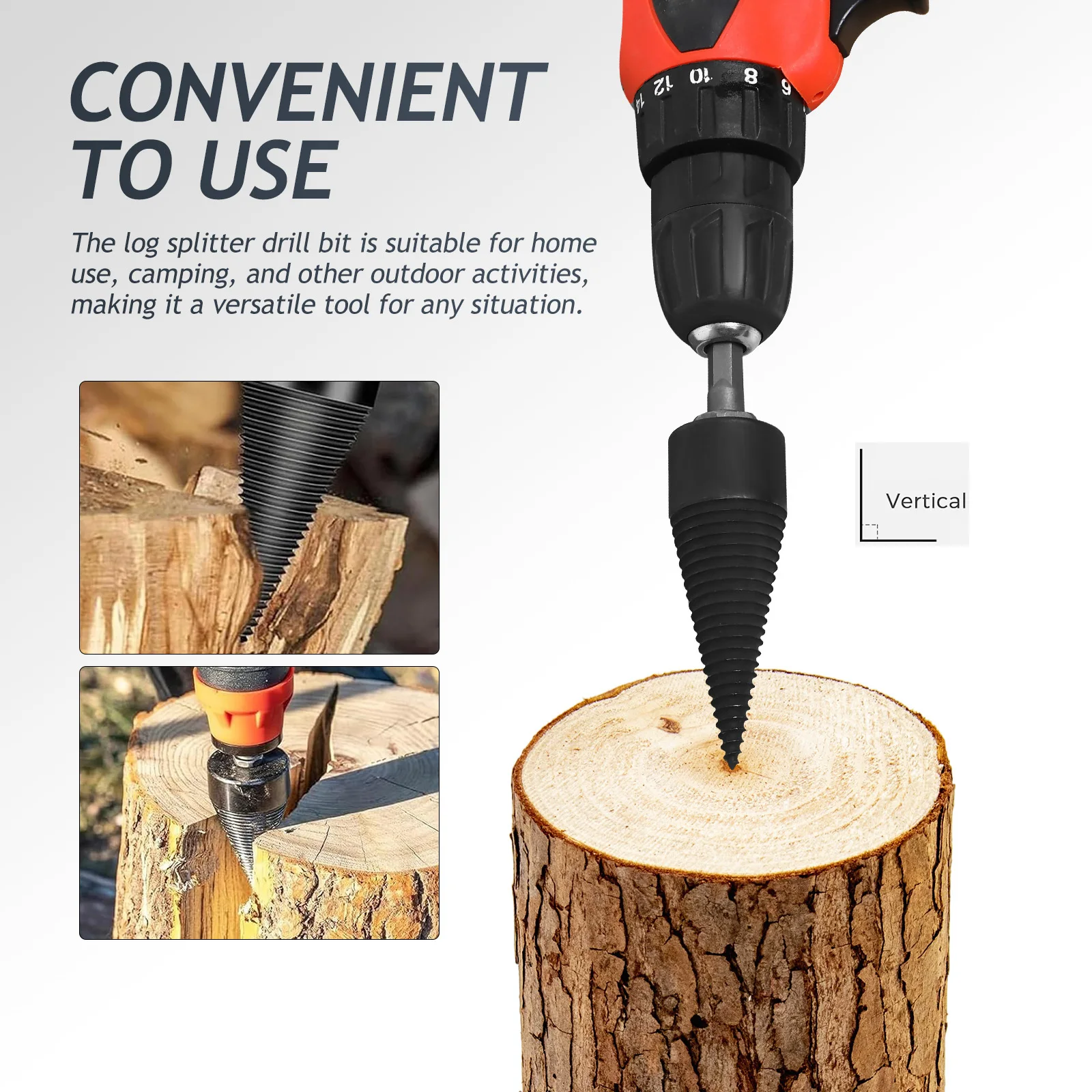 

4 pcs Wood Splitter Bit Log Splitting Drill Bit For Firewood Steel Drill Bits Efficient Wood Splitting Tool Parts