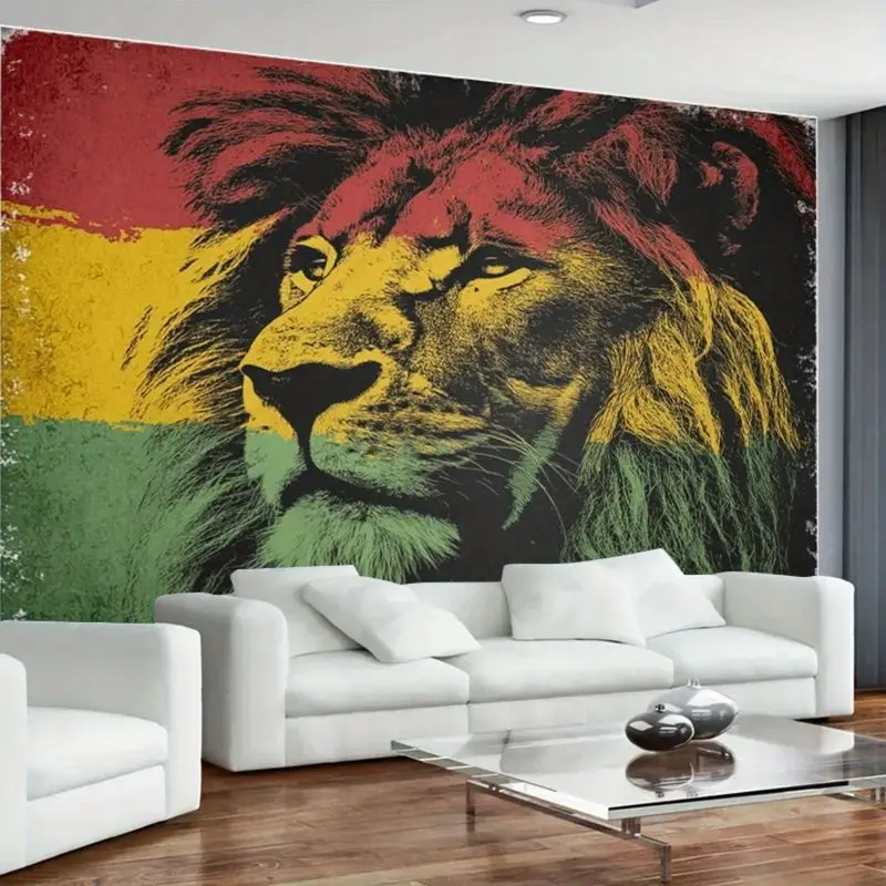 VIKAMA Vintage Ragnarok Red, Yellow, Green Retro Lion Tapestry Wall Hanging Home Decor for Bedroom Living Room Dorm