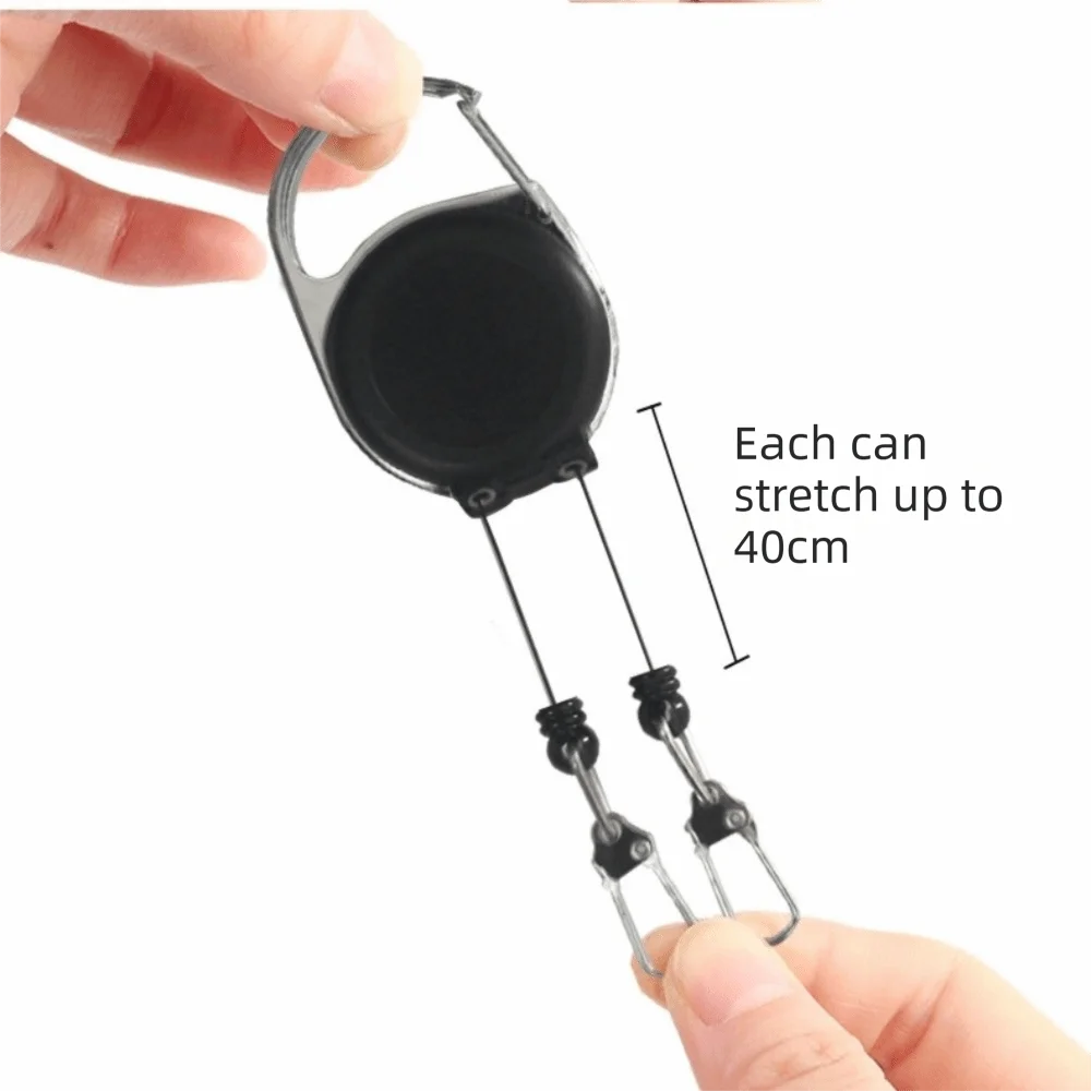 1pc Roll Retractable Retractable Keychain Durable Cord Anti-lost Double Headed Keychain Multifunctional ID Card Holder