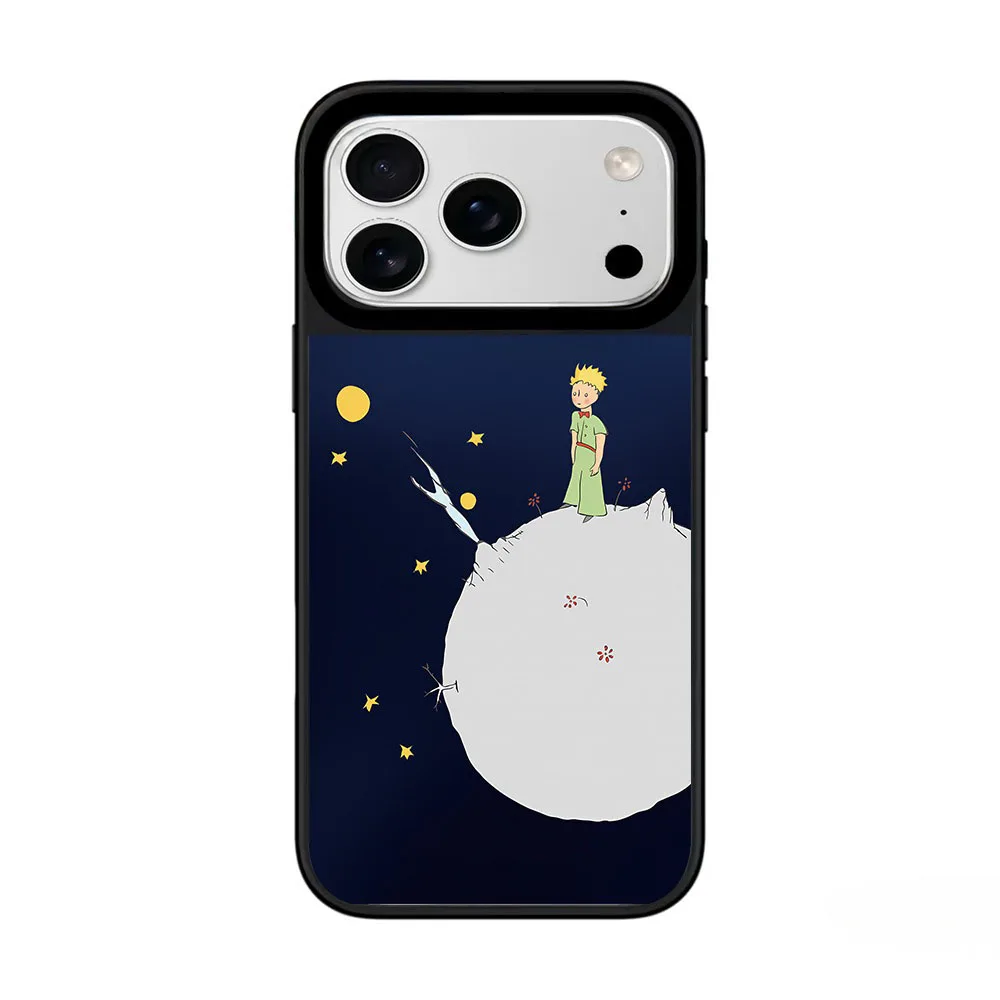 Cartoon Planet Spiegeloberfläche, schwarzer Rand, magnetische Schutzhülle für iPhone 12, 13, 14, 15, 16, 17 Pro Max