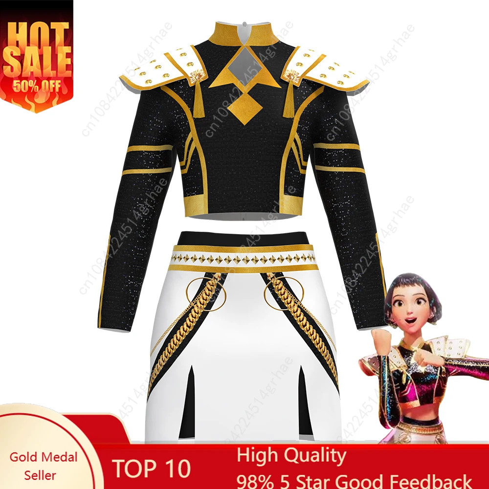 

Demon Hunters Anime Movie K-Pop Lumi Cosplay Wigs Costume Black Golden Uniform Role Play for Party Halloween Carnival Outfits