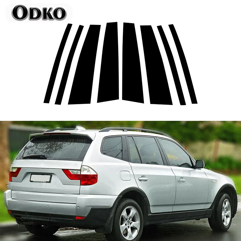

8Pcs/Set Car Pillar Posts Glossy Piano Black for BMW X3 2004 2005 2006 2007 2008 2009 2010 Door Window Molding Cover Stickers