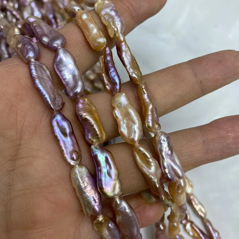 7-8mm5A المياه العذبة الطبيعية الباروك البيضاوي اللؤلؤ الأرجواني الوردي DIY بها بنفسك النساء قلادة أساور صنع المجوهرات اكسسوارات عيد الميلاد #3