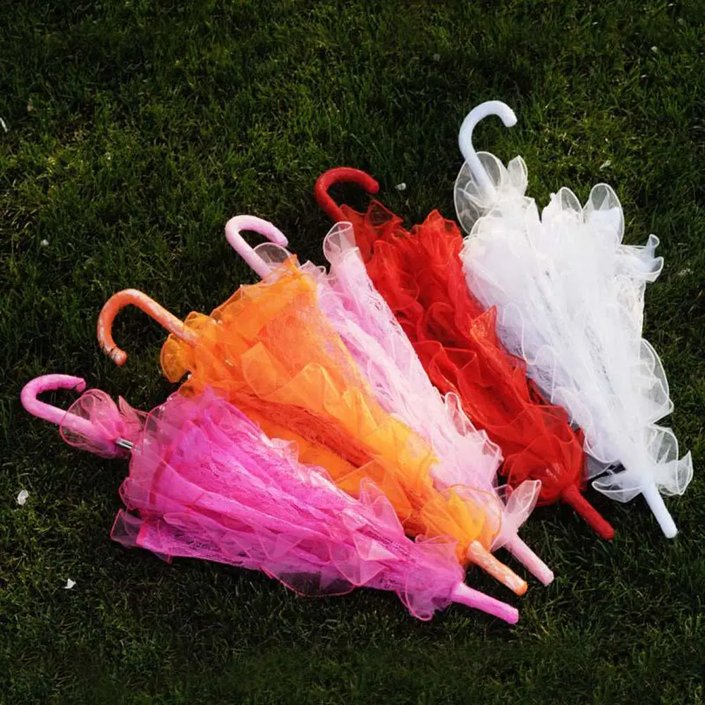 Hollow Out Craft Cotton Photography Props Lace Bridal Umbrella Long Handle Umbrellas Lace Floral Umbrella Embroidery Parasol image 6